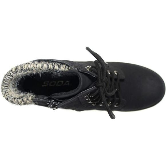 Chunky Heel Combat Ankle Boot - Lace-Up with Side Zipper - Picture 3 of 6